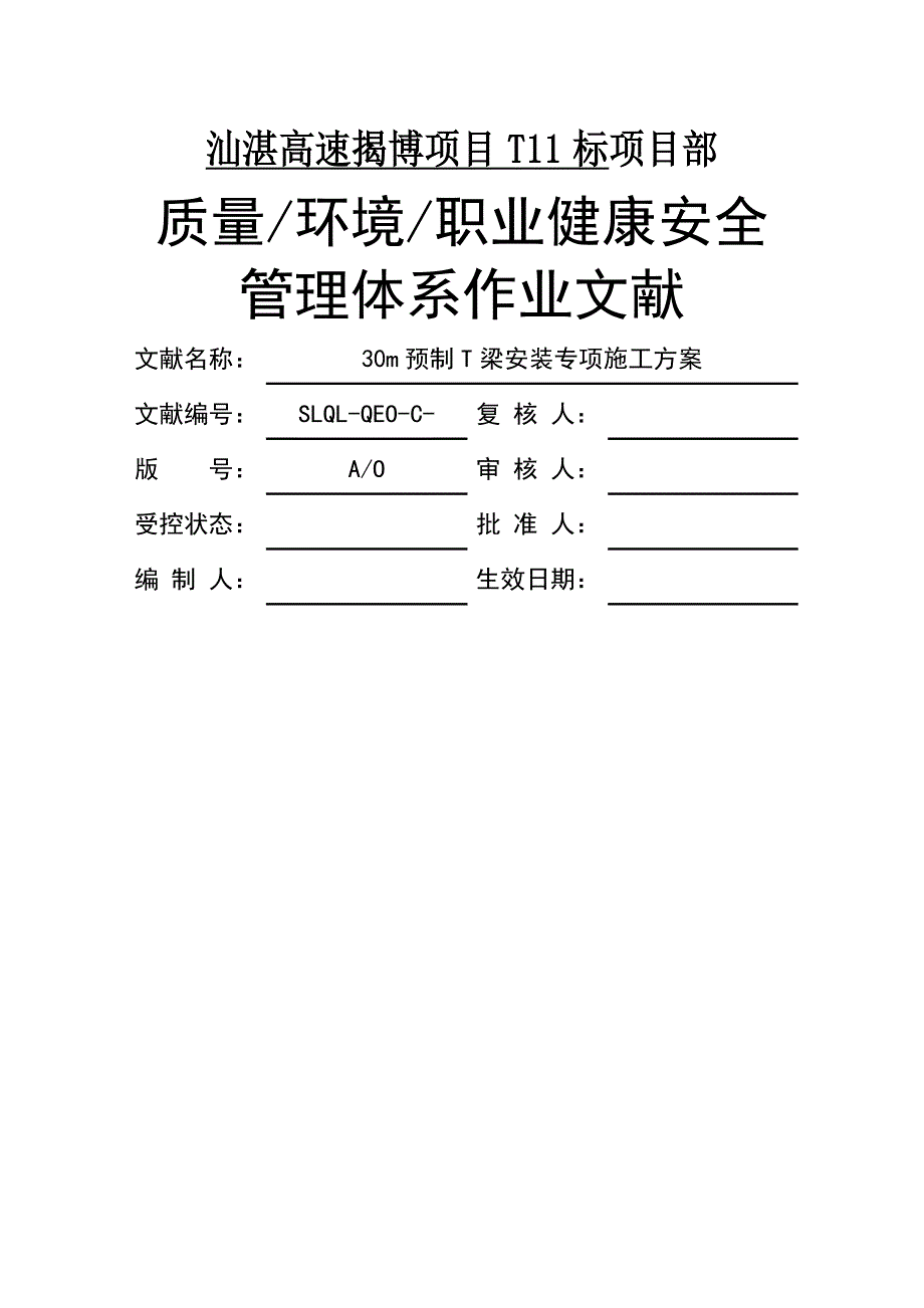 预制T梁安装综合施工专题方案_第1页