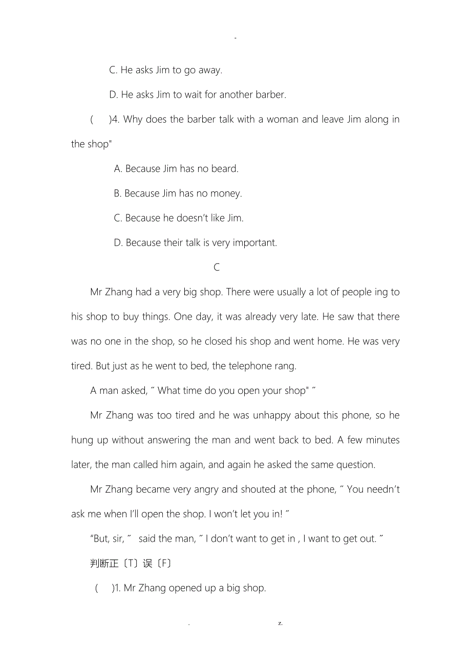 精选小升初英语阅读理解训练20篇含问题详解_第4页