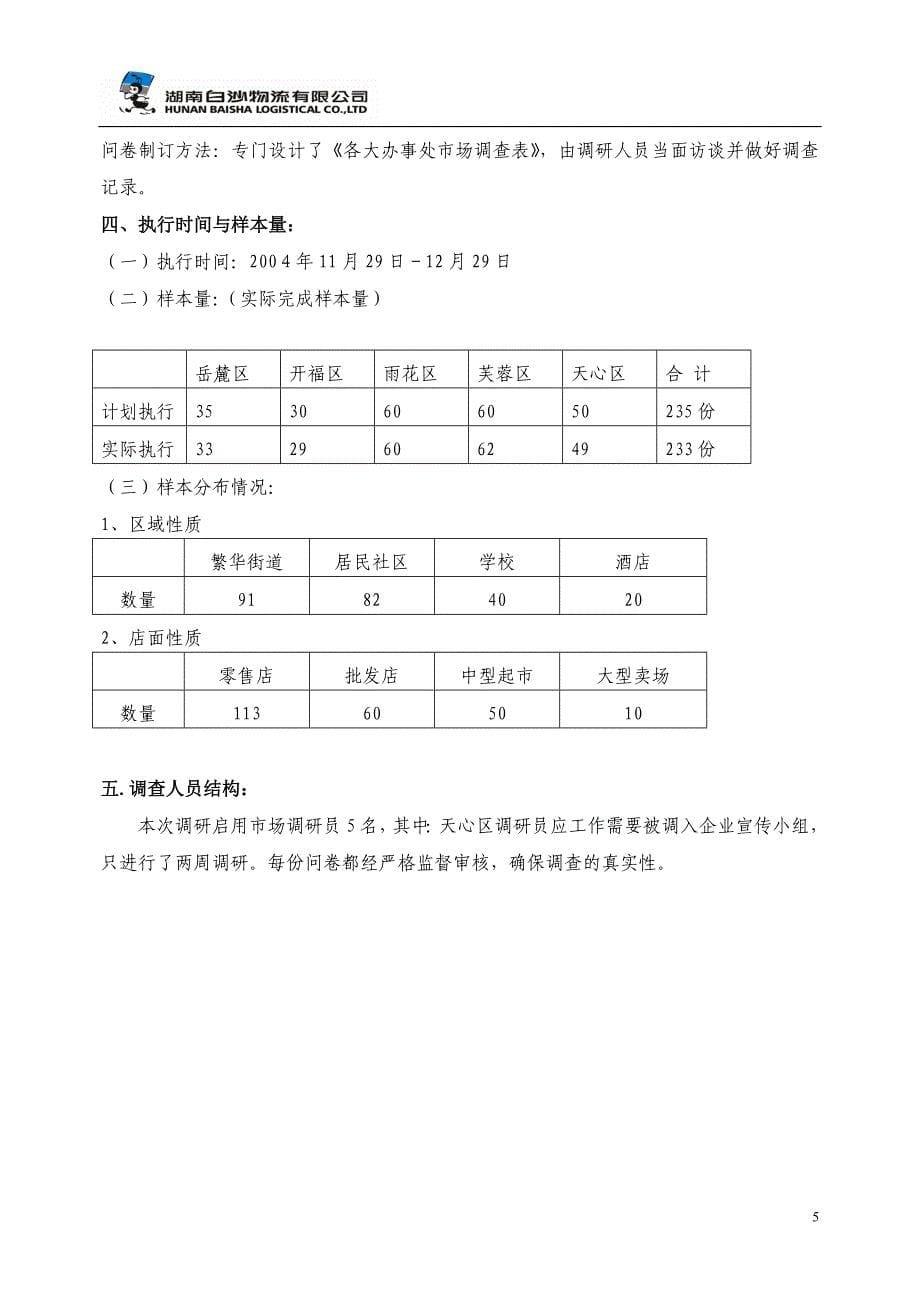 白沙物流快速消费品市场调研报告_第5页