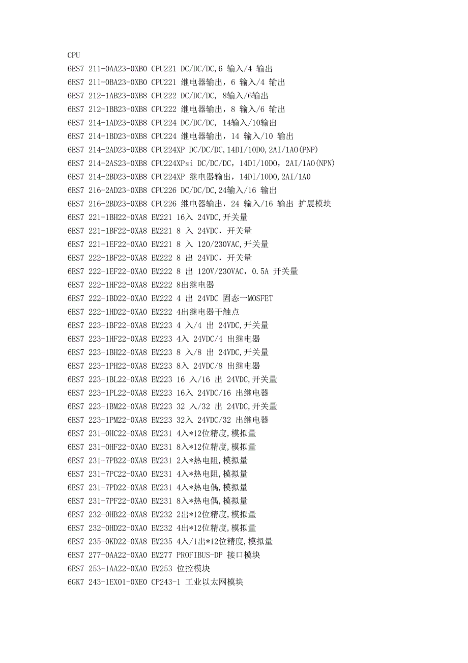 西门子PLC各种模块分类选型及用途_第1页