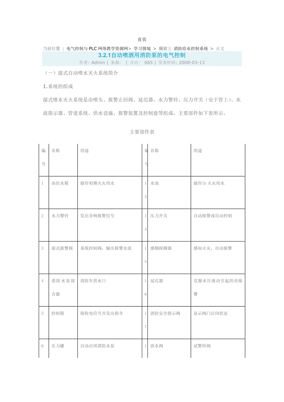 自动喷洒用消防泵的电气控制_第1页