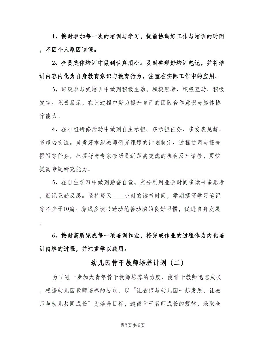 幼儿园骨干教师培养计划（三篇）.doc_第2页