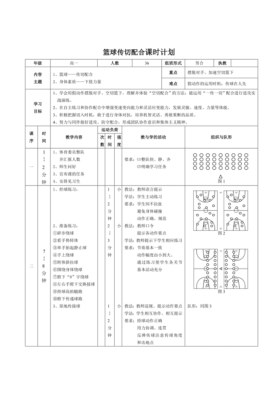 篮球传切配合教学设计_第3页