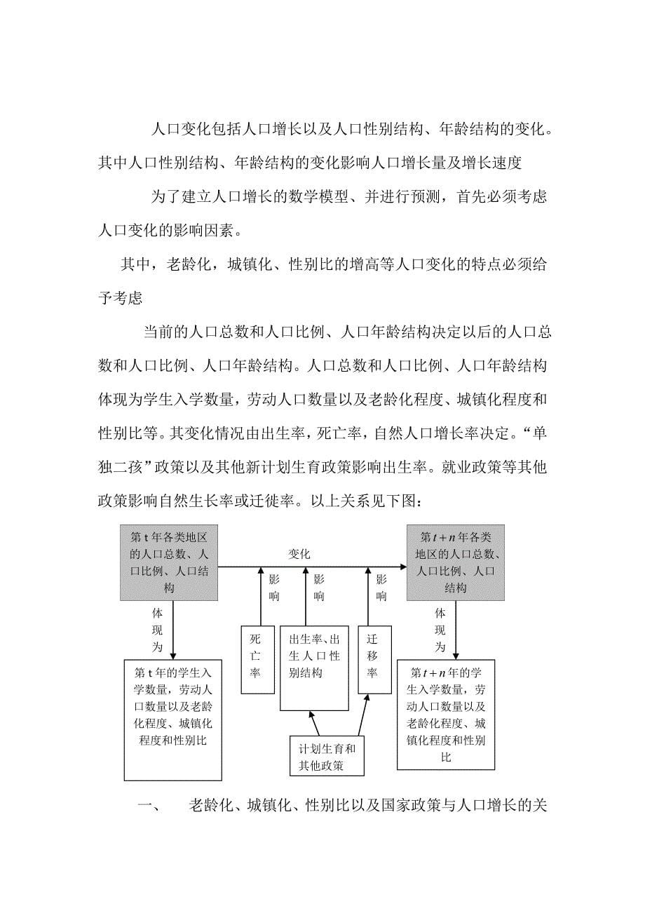 计划生育政策调整对人口数量、结构及其影响的研究数学建模论文_第5页