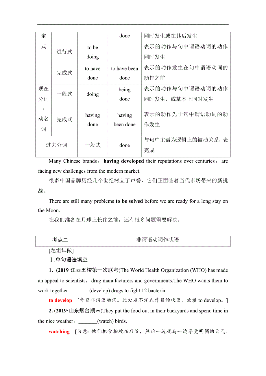 高三英语人教版一轮教师用书：板块1 第2讲　非谓语动词 Word版含解析_第3页