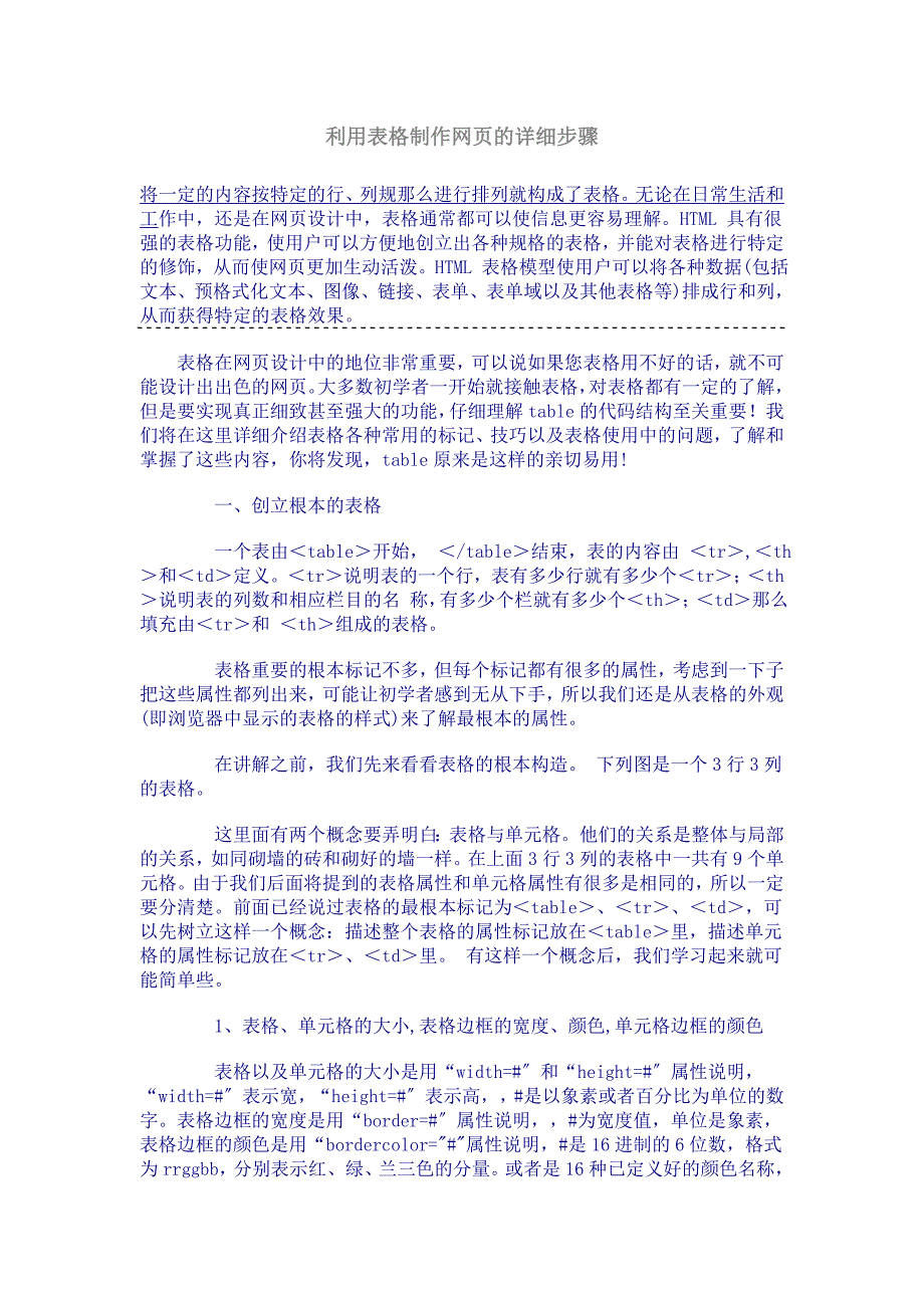 利用表格制作网页的详细步骤_第1页