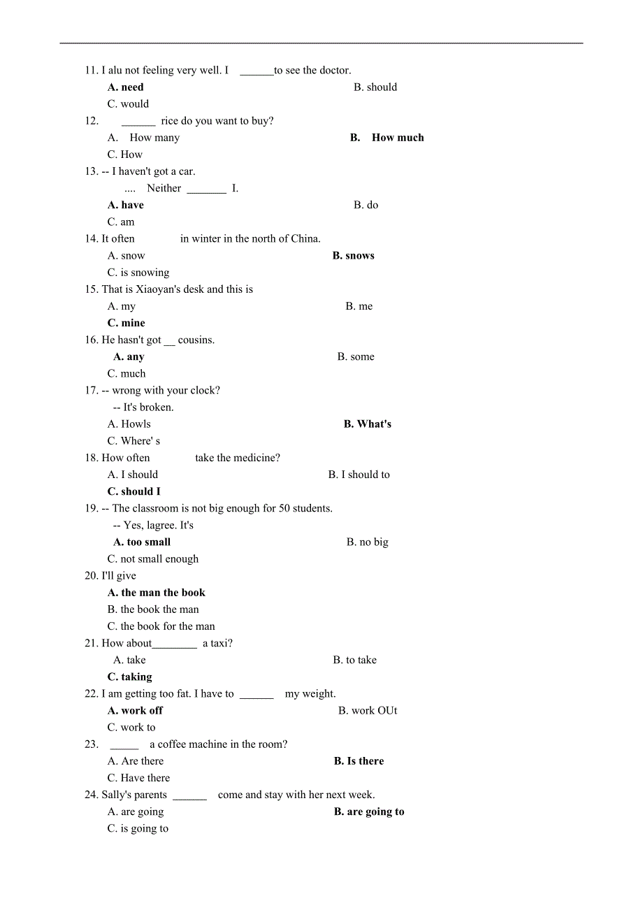 电大《开放英语I（1）》历届考试试题及答案整理大全.doc_第2页