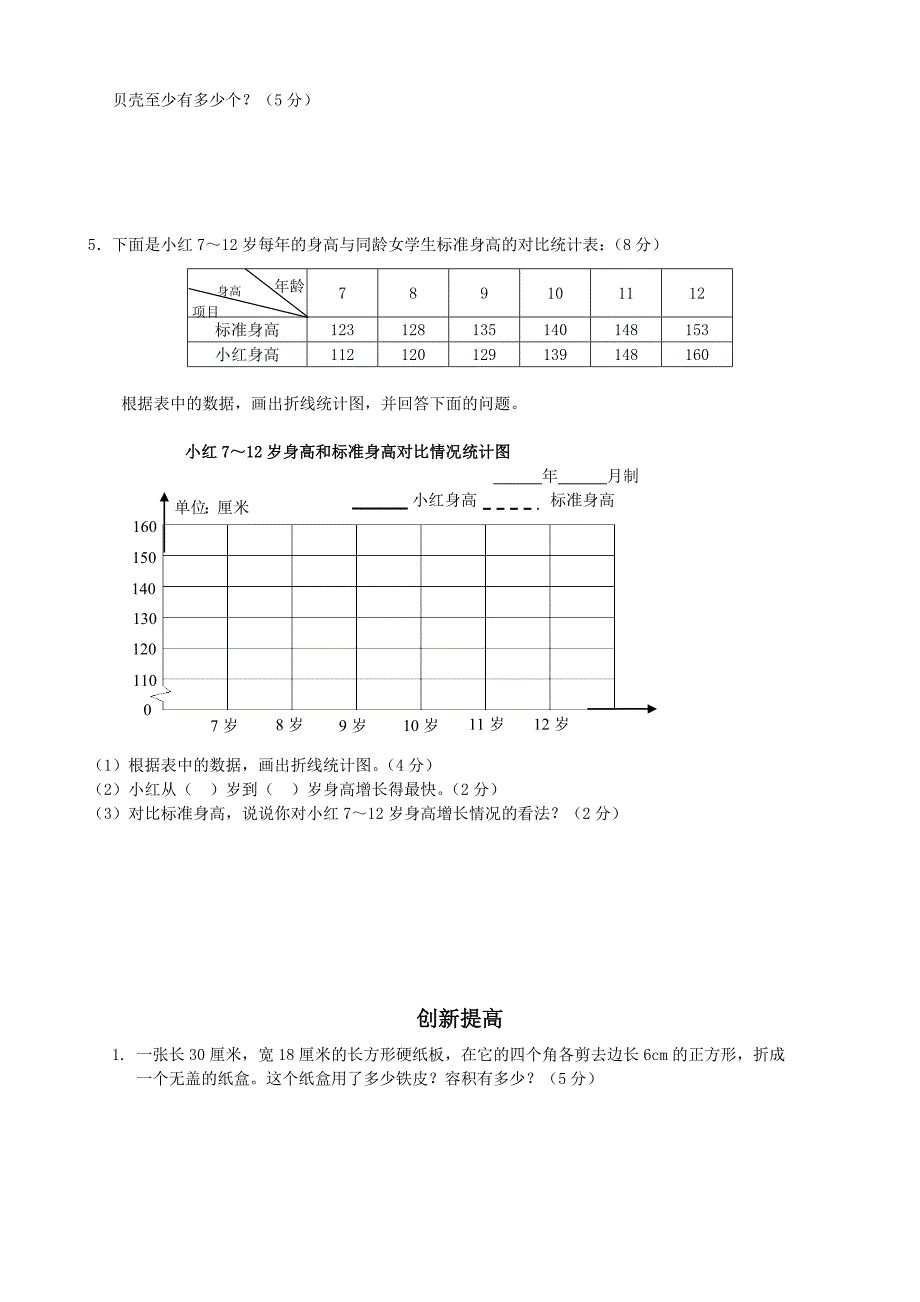 人教版小学五年级下册数学期末试卷和答案1_第4页