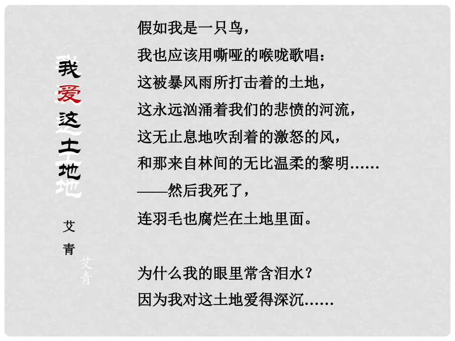 山东省临沭县第三初级中学九年级语文下册《第一单元 我爱这土地》课件 新人教版_第4页