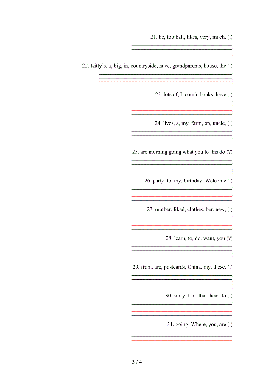 六年级新概念英语下学期连词成句专项辅导题_第3页