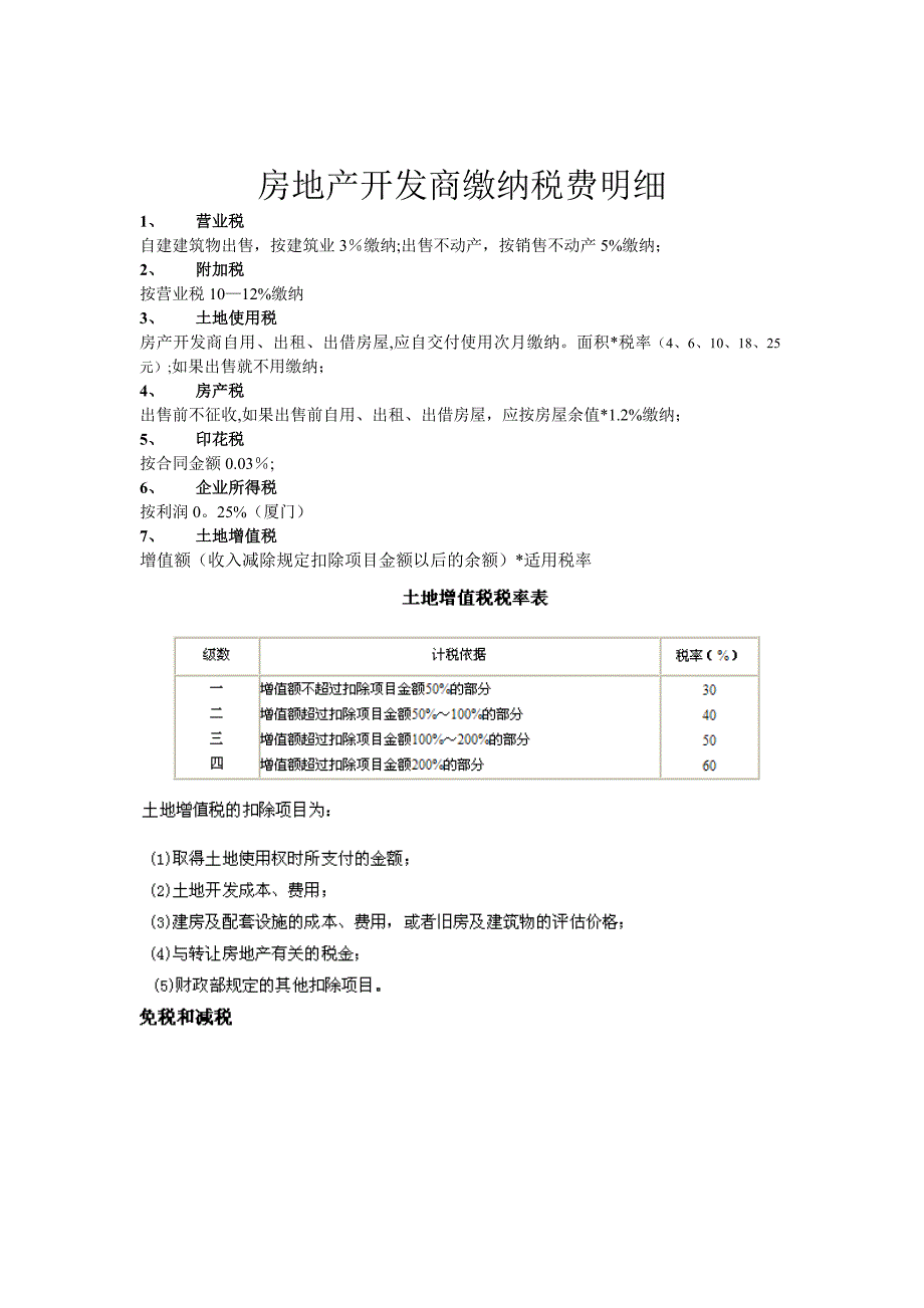 房地产开发商缴纳税费明细_第1页