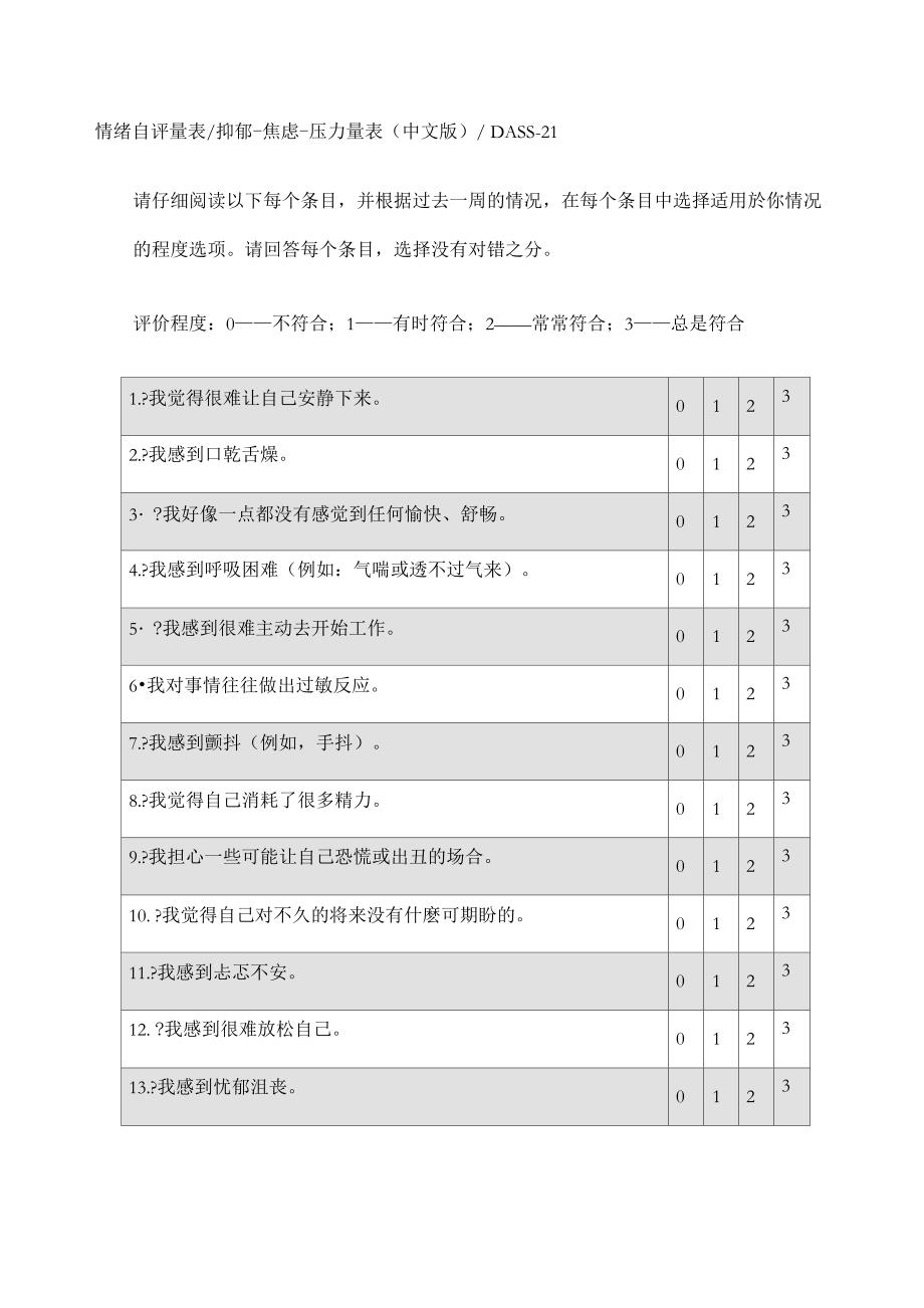 情绪自评量表dass抑郁_第1页