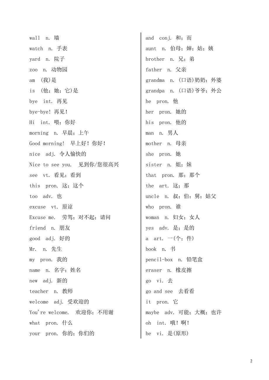 小学英语词汇(精品)_第2页