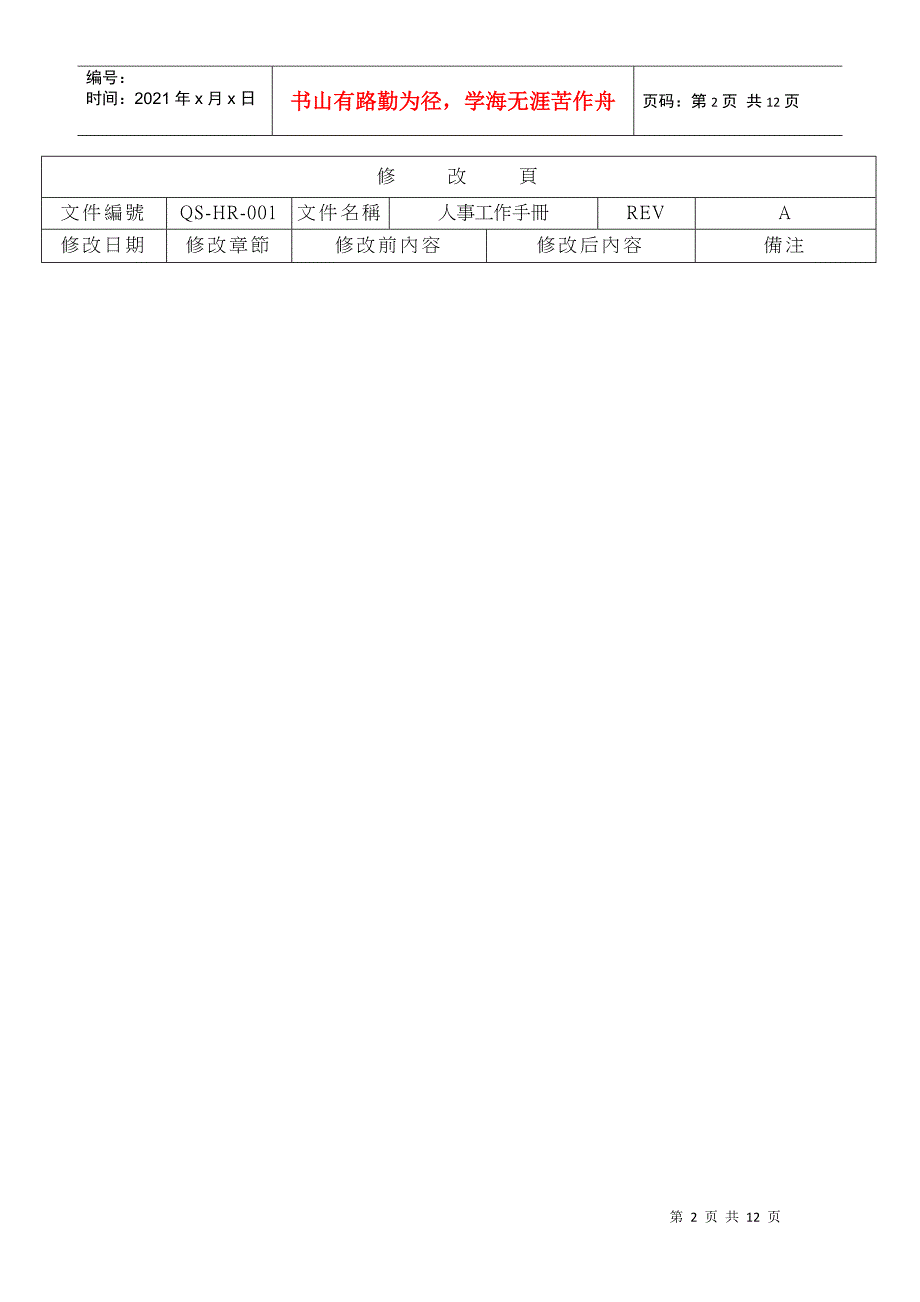 QS-HR001人事工作手冊_第2页