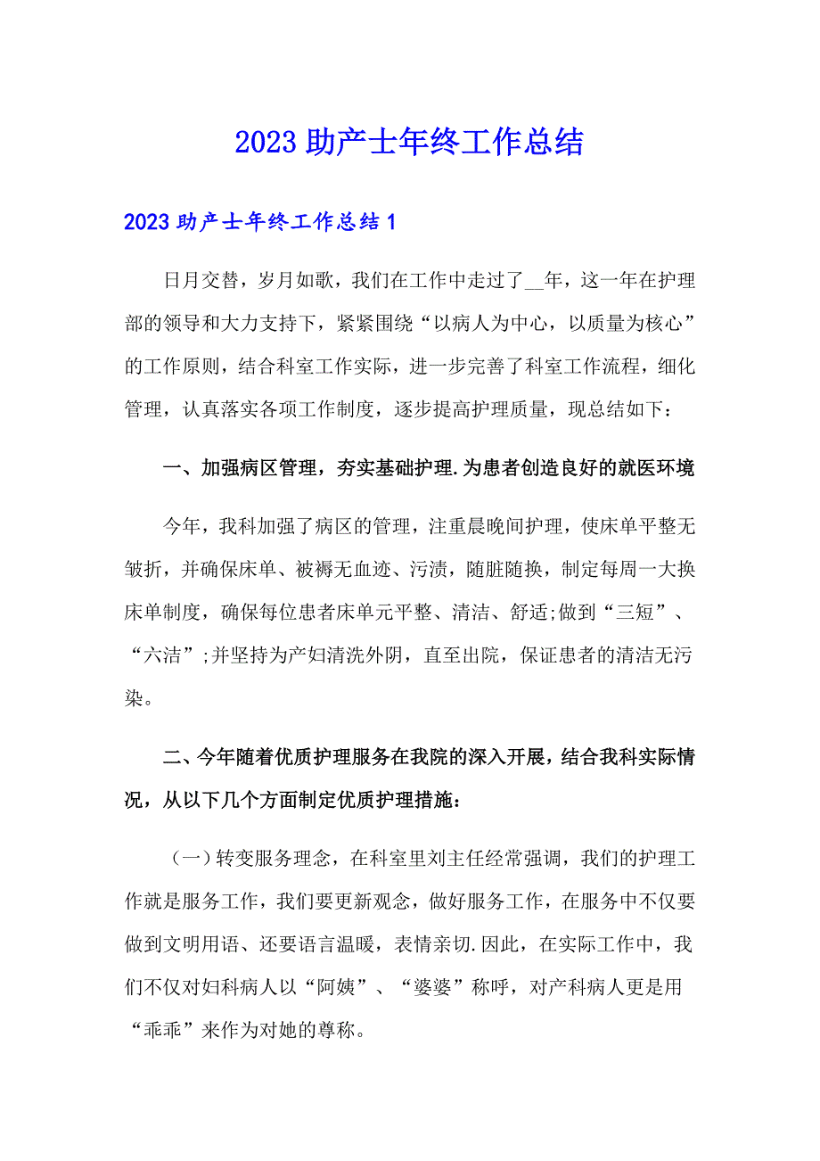 2023助产士年终工作总结_第1页