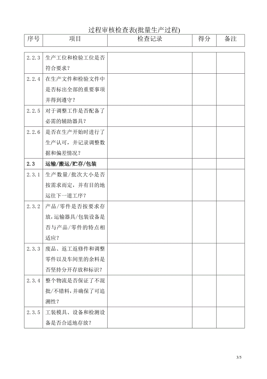 过程审核检查表_第3页