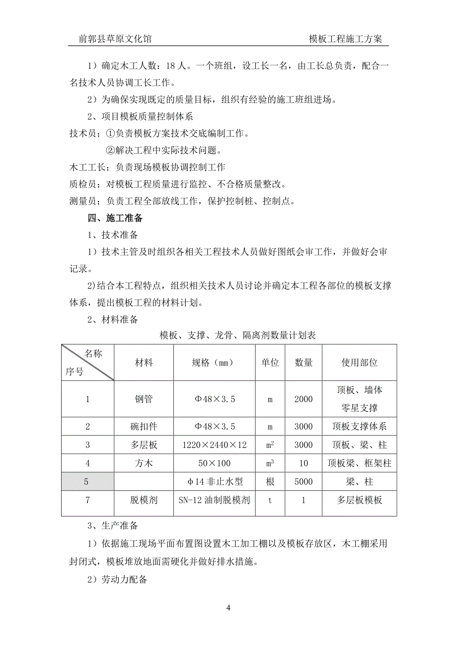 文化馆 模板施工方案_第4页