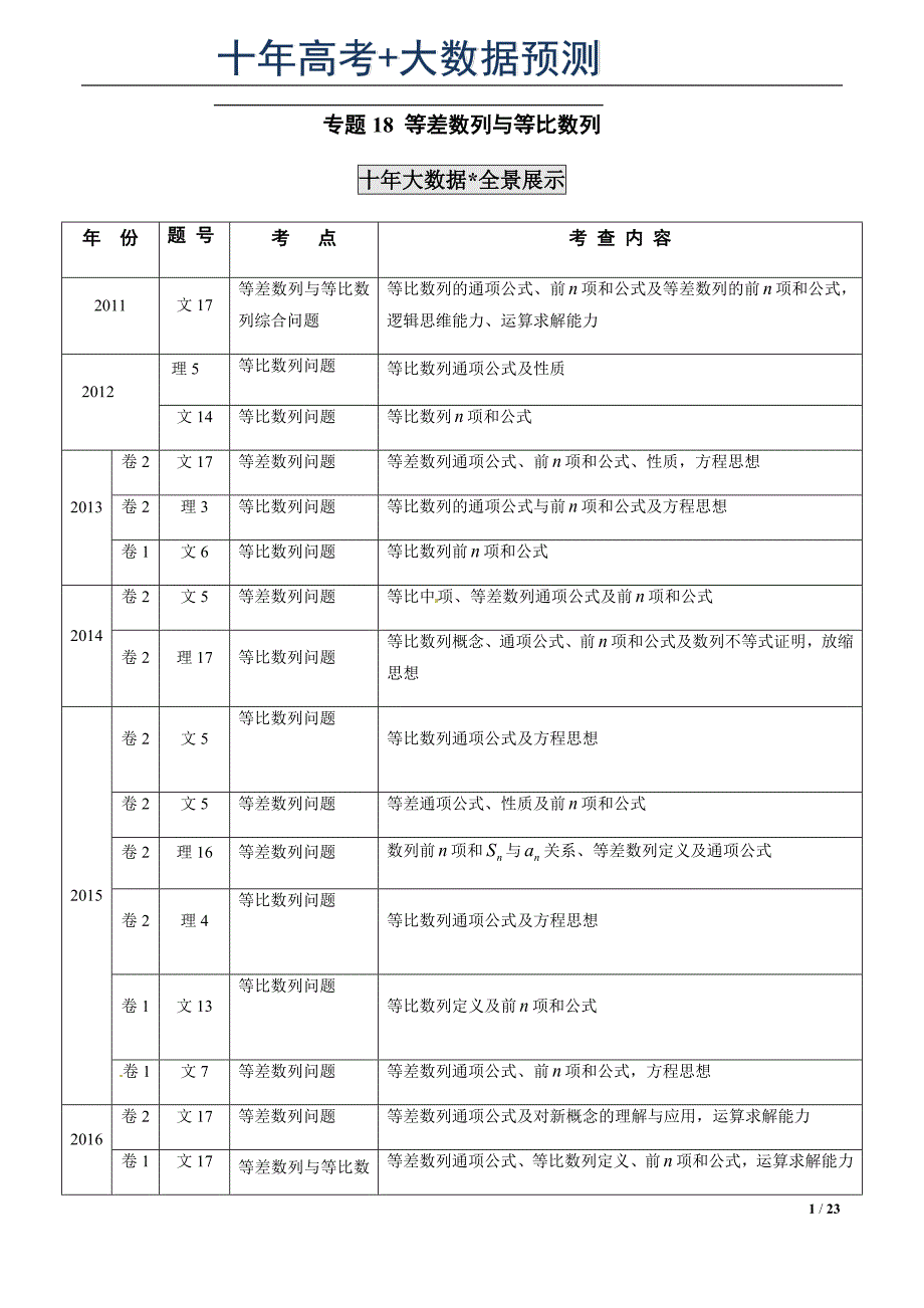 专题18 等差数列与等比数列（原卷版）.docx_第1页