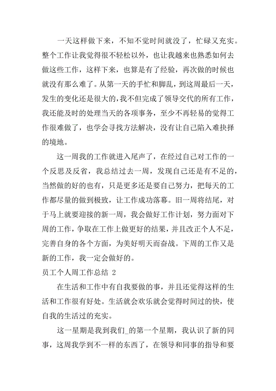 2024年员工个人周工作总结_第2页