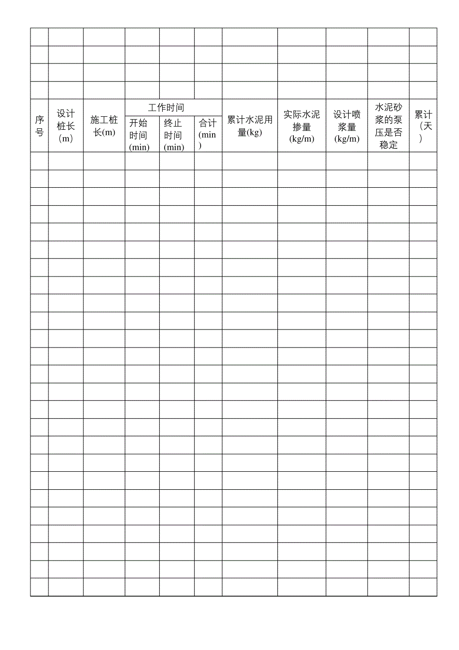 水泥搅拌桩旁站监理记录表1_第4页