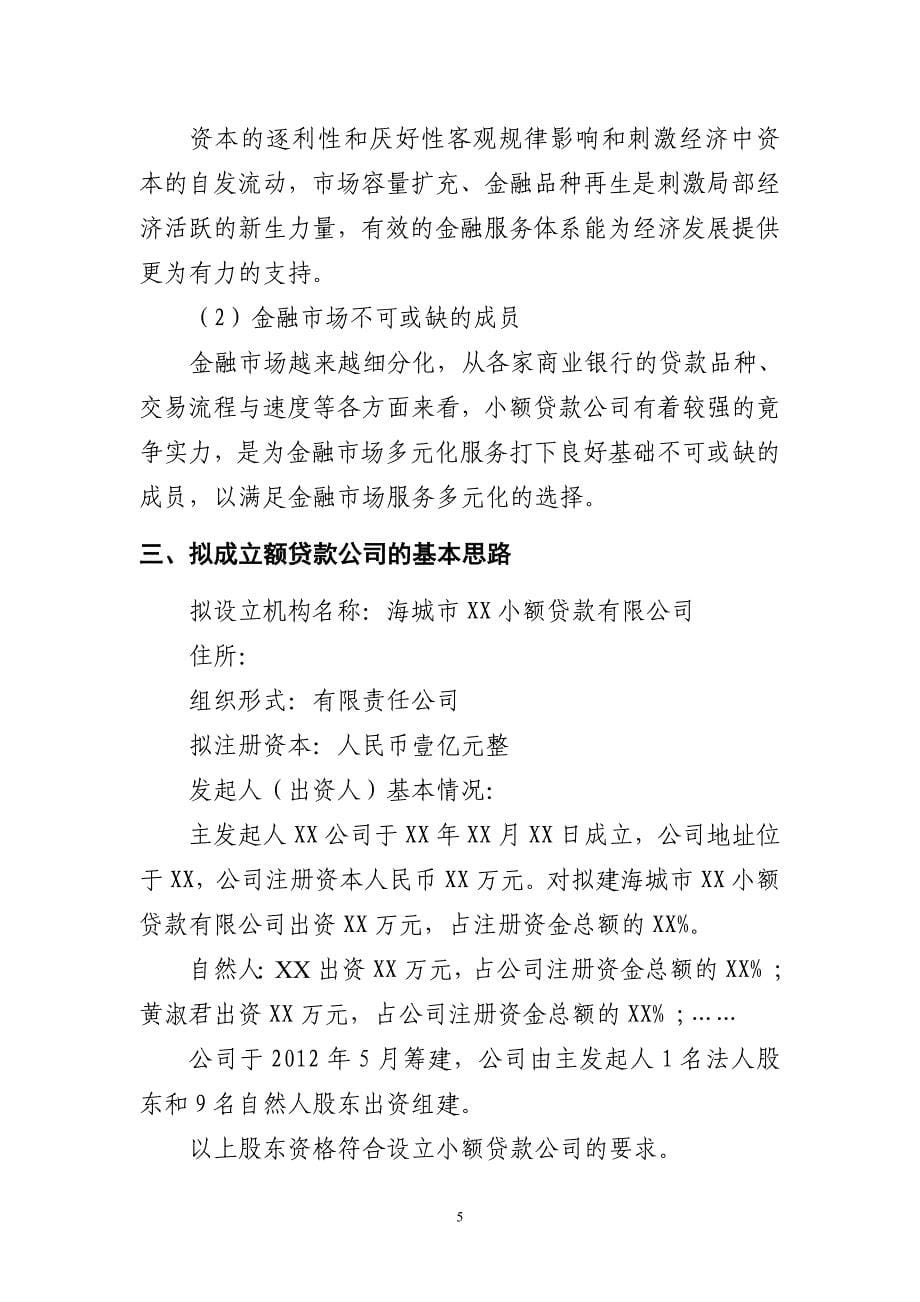 成立小额贷款公司项目可行性论证报告.doc_第5页