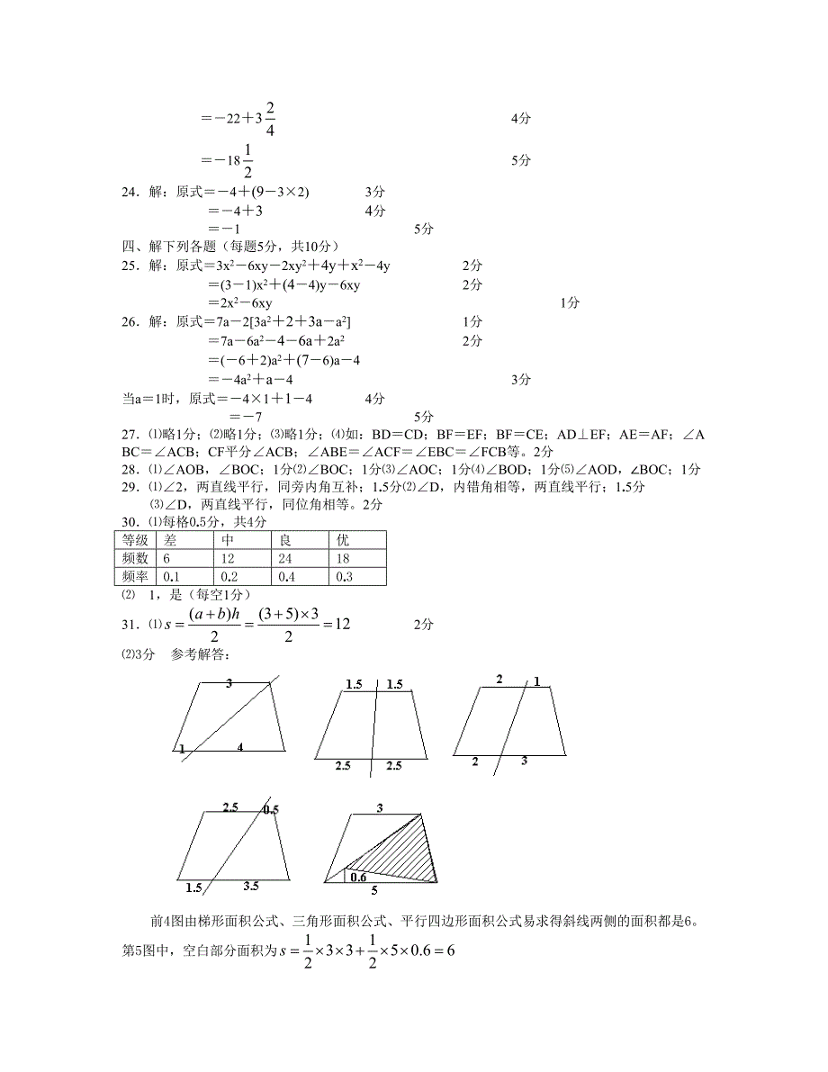 四川省青神县七年级上期数学期末检测题华师大版_第4页