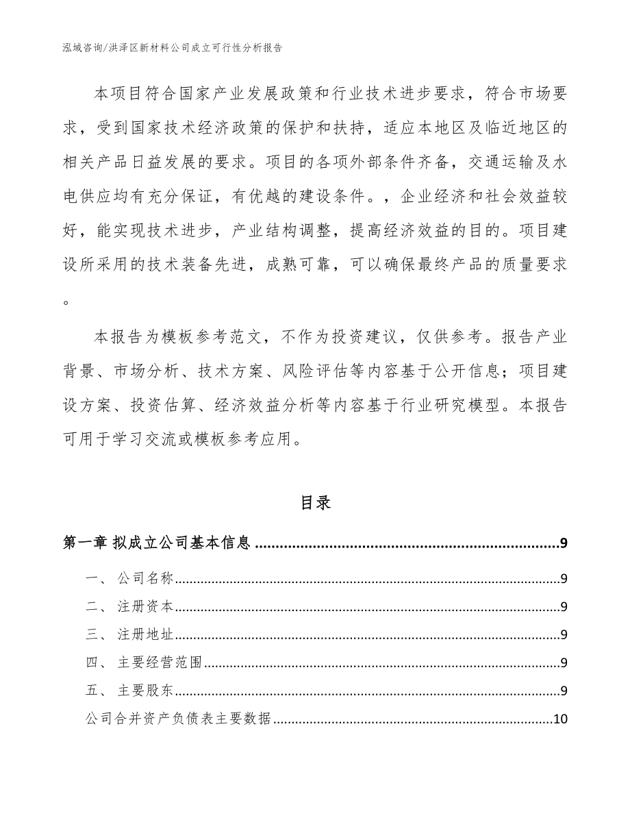 洪泽区新材料公司成立可行性分析报告_范文_第3页