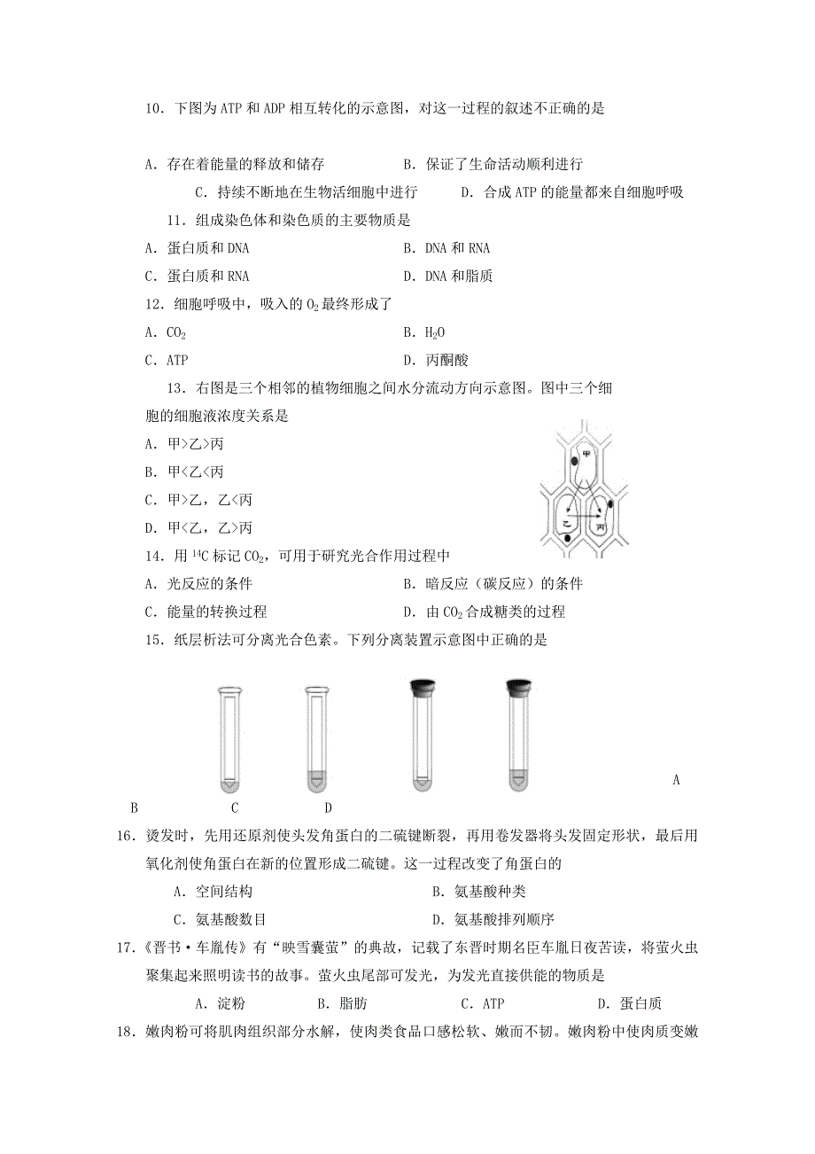 北京市西城区2022-2023学年高一生物上学期期末考试试题_第2页