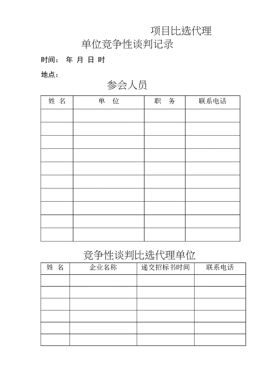 竞争性谈判记录全套_第1页