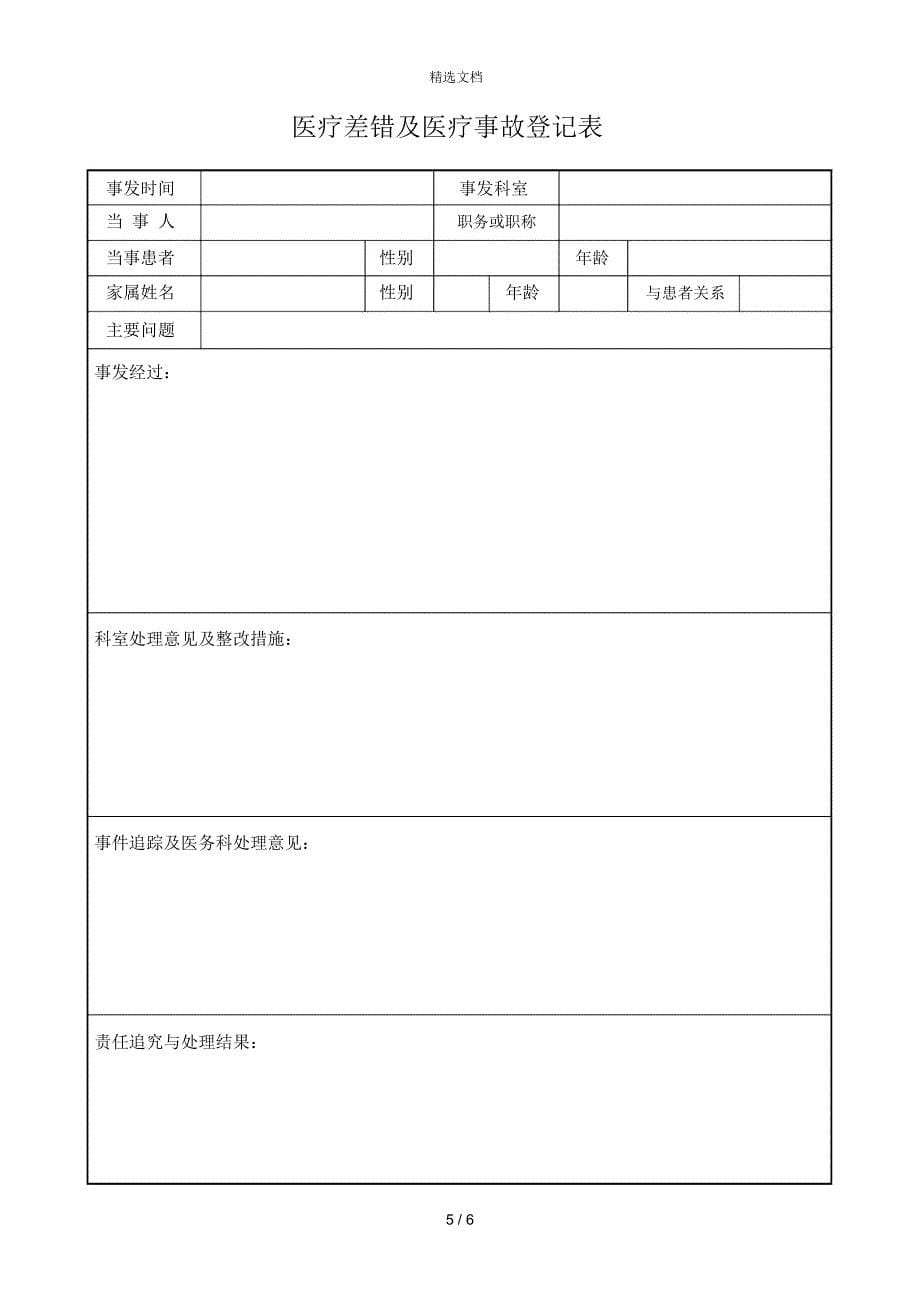 医疗纠纷差错及医疗事故登记本_第5页