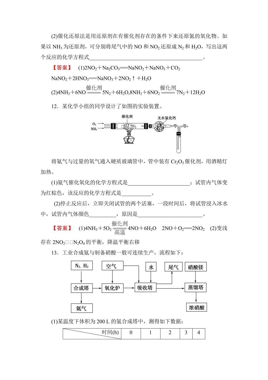 新编鲁科版选修2课时作业：主题1课题3氨氧化法制硝酸含答案_第5页