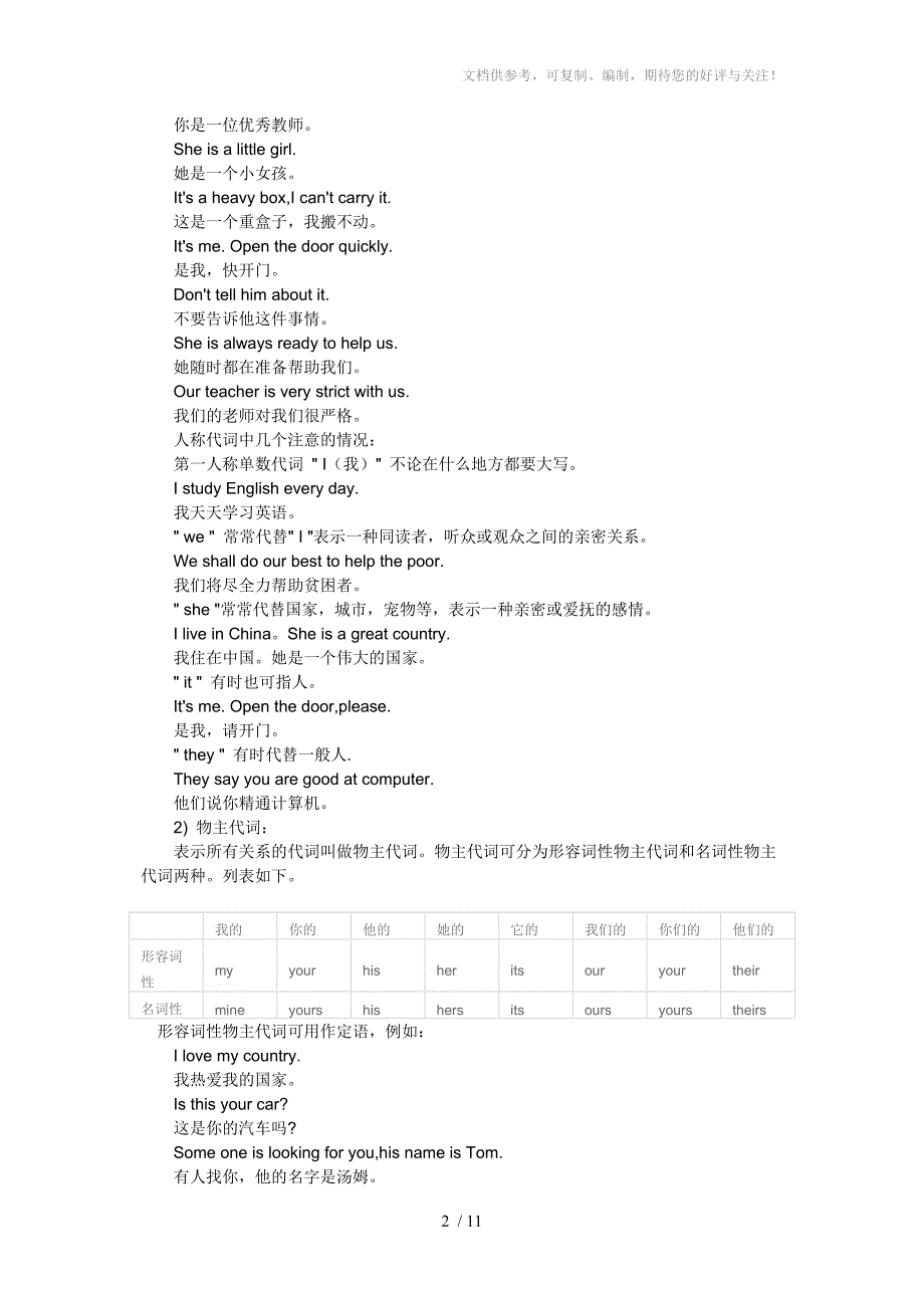 小学英语语法代词_第2页