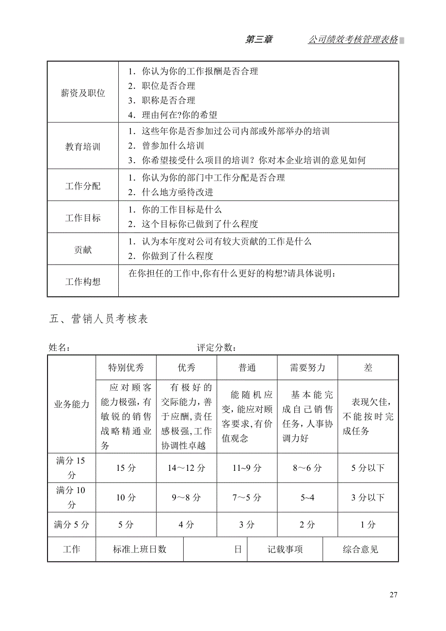 第三章公司绩效考核管理表格_第4页