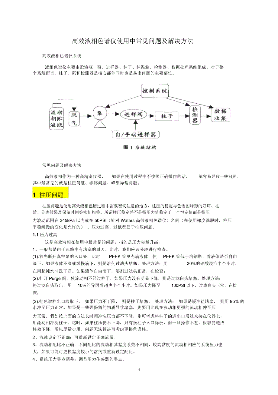 高效液相常见问题及解决精编版_第1页