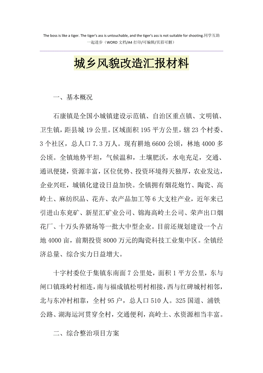 2021年城乡风貌改造汇报材料_第1页