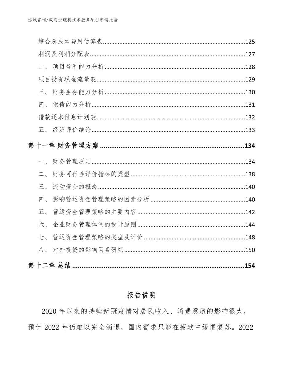 威海洗碗机技术服务项目申请报告（模板）_第5页