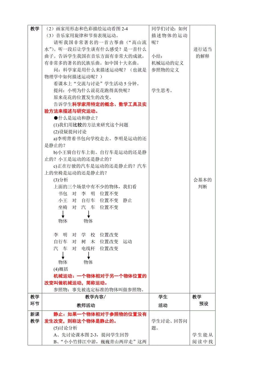 沪科版 八年级物理2.1 动与静教案_第2页