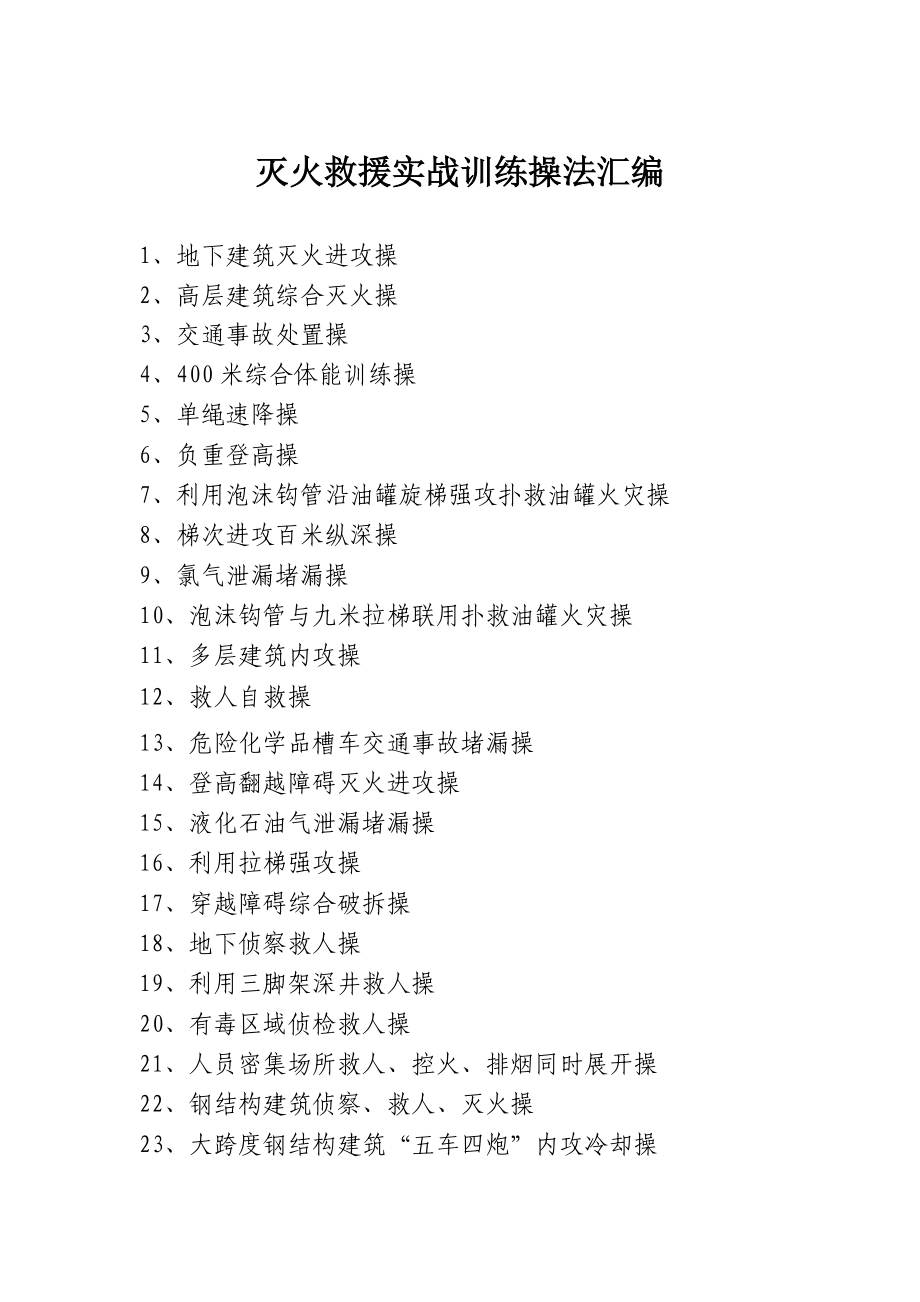 灭火救援实战训练操法汇编