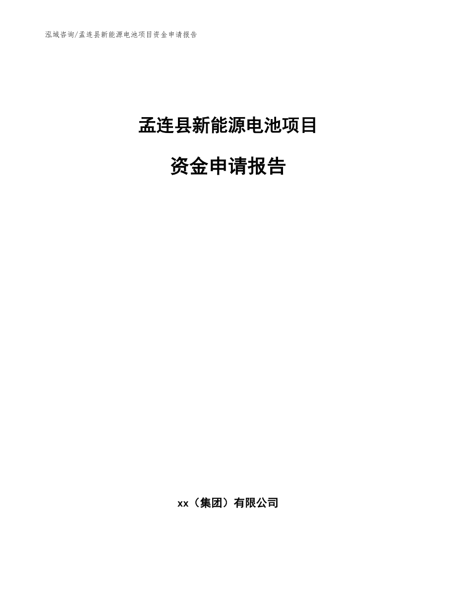 孟连县新能源电池项目资金申请报告【参考模板】