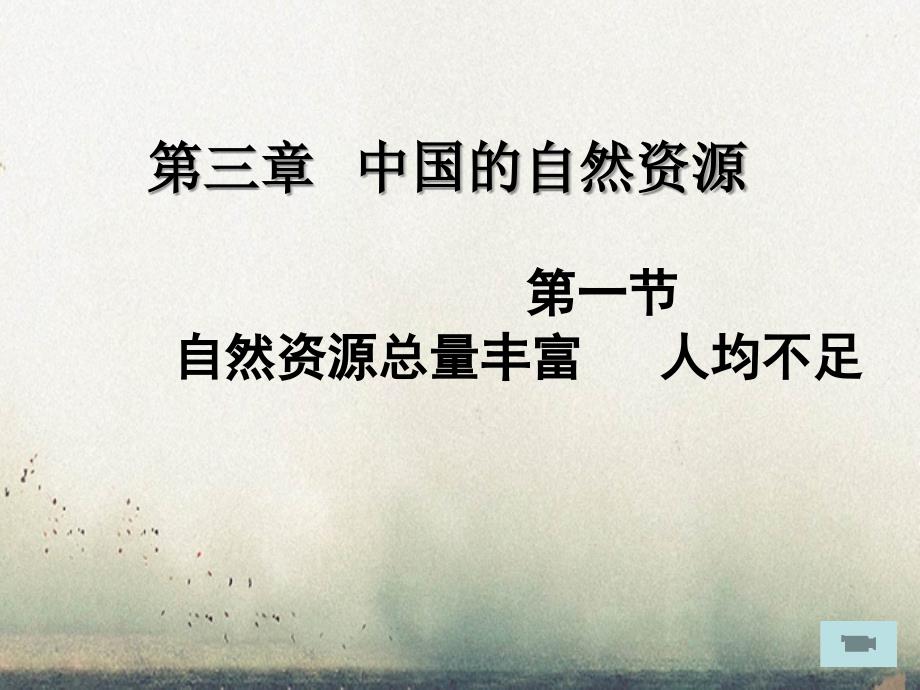 八年级地理上册第三章第一节自然资源问题丰富人均不足课件人教新课标版课件_第1页