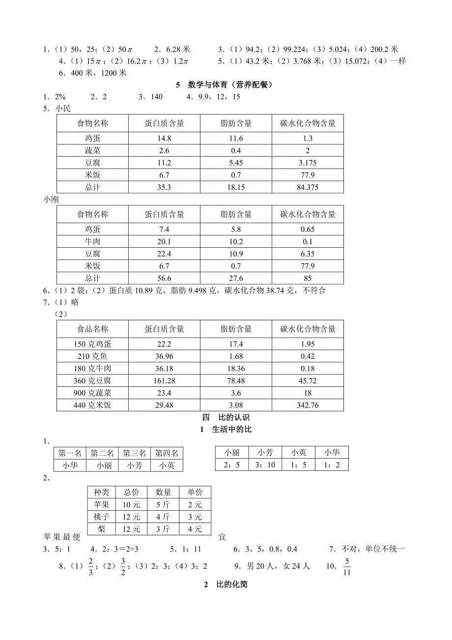 北师大版小学六年级数学（上、下）答案.doc_第5页