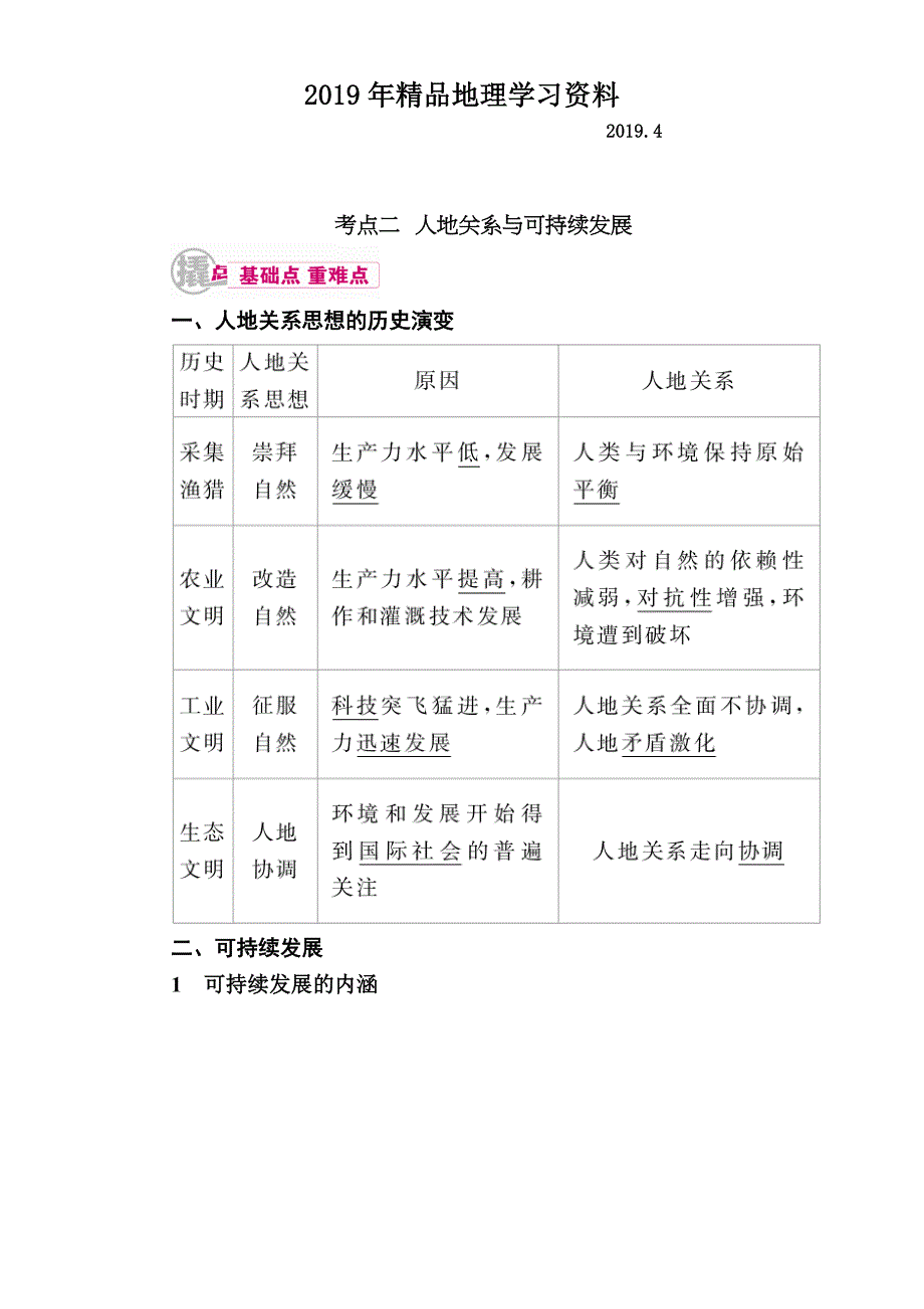 【学霸优课】高考二轮：17.2人地关系与可持续发展教学案含答案_第1页