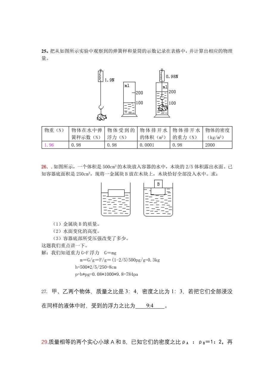 初二物理浮力和密度精选题(含答案)_第5页