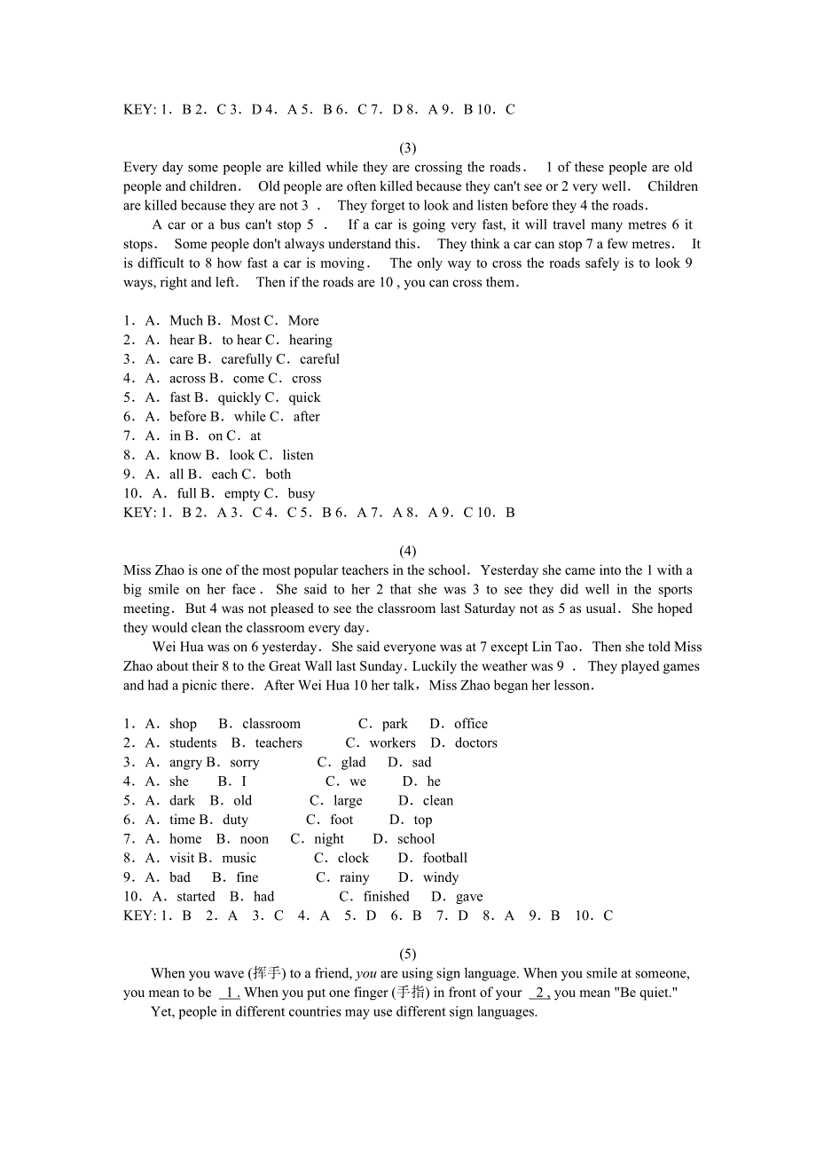 高中英语练习10空的完形填空16篇_第2页