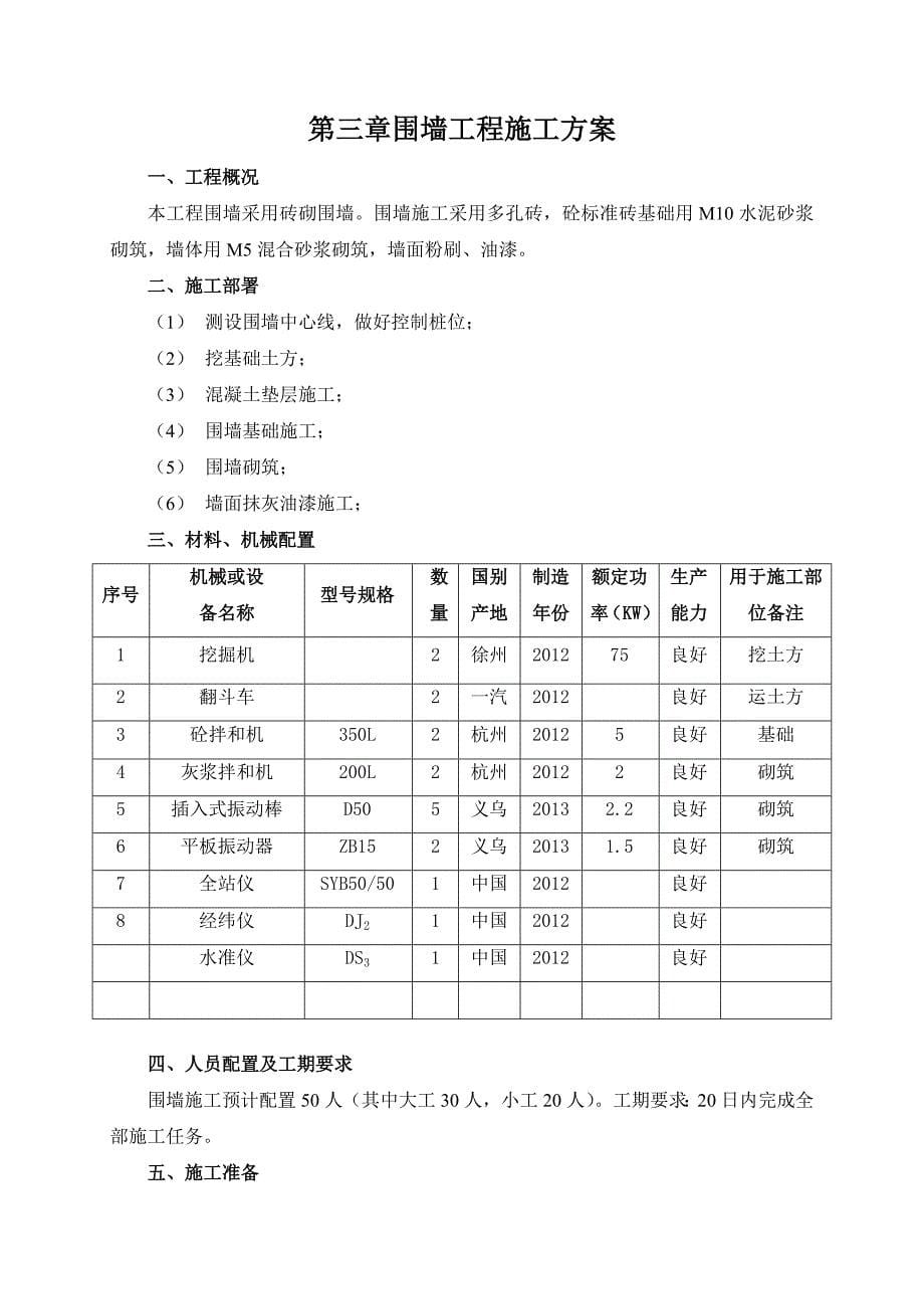 【试卷教案】围墙工程施工方案_第5页