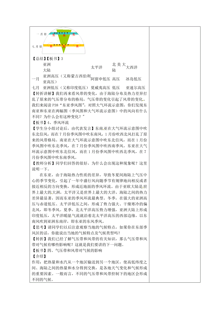 最新江苏省江阴市成化高级中学高中地理 2.2气压带和风带第二课时教案 新人教版必修1_第3页