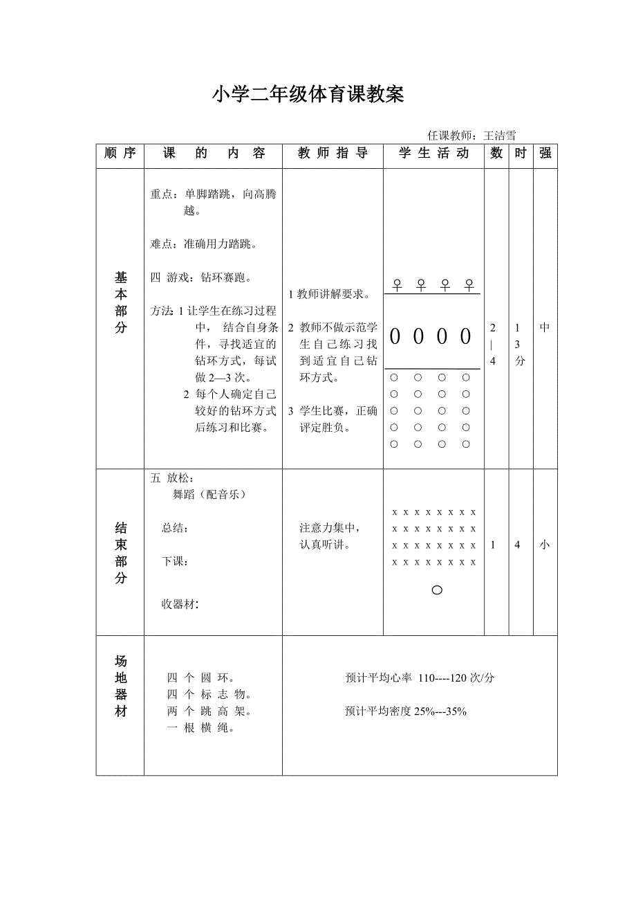 【DOC】小学二年级体育课教案2_第1页