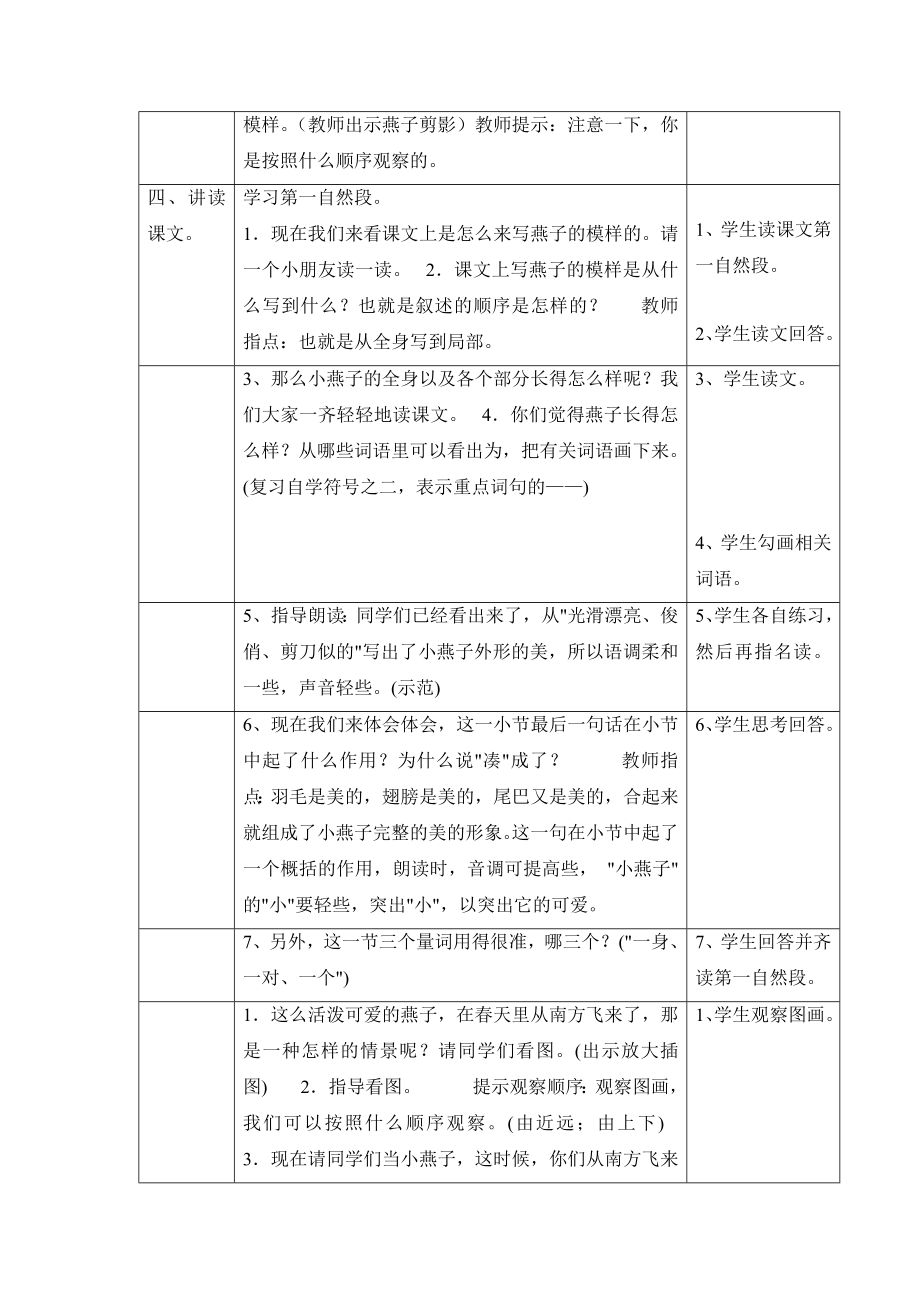 人教版三年级语文下册表格式全册教案设计1_第3页