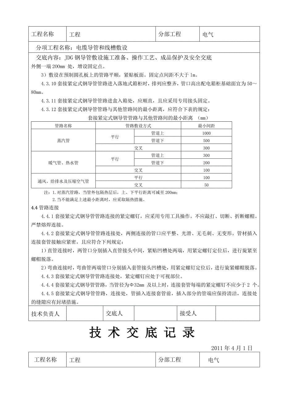 JDG钢导管敷设技术交底_第5页