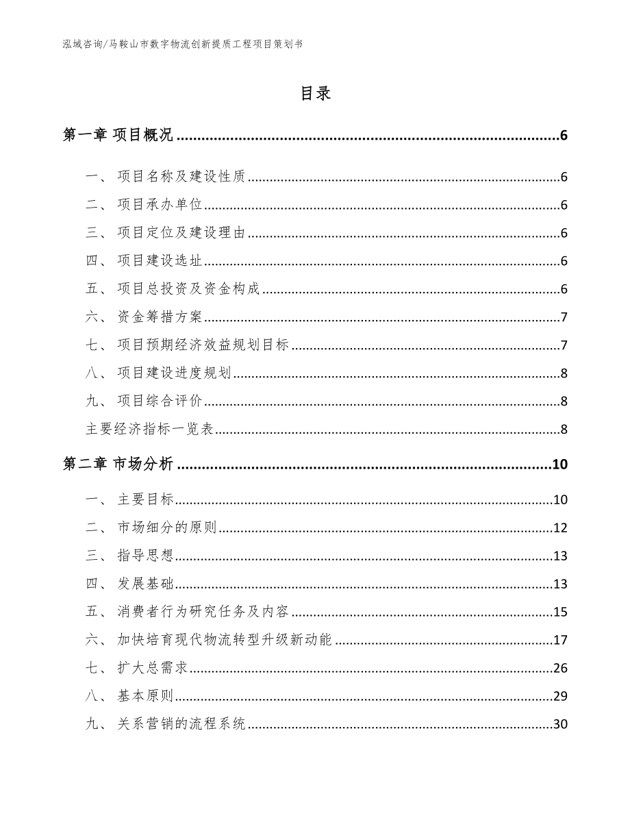 马鞍山市数字物流创新提质工程项目策划书（模板参考）_第1页